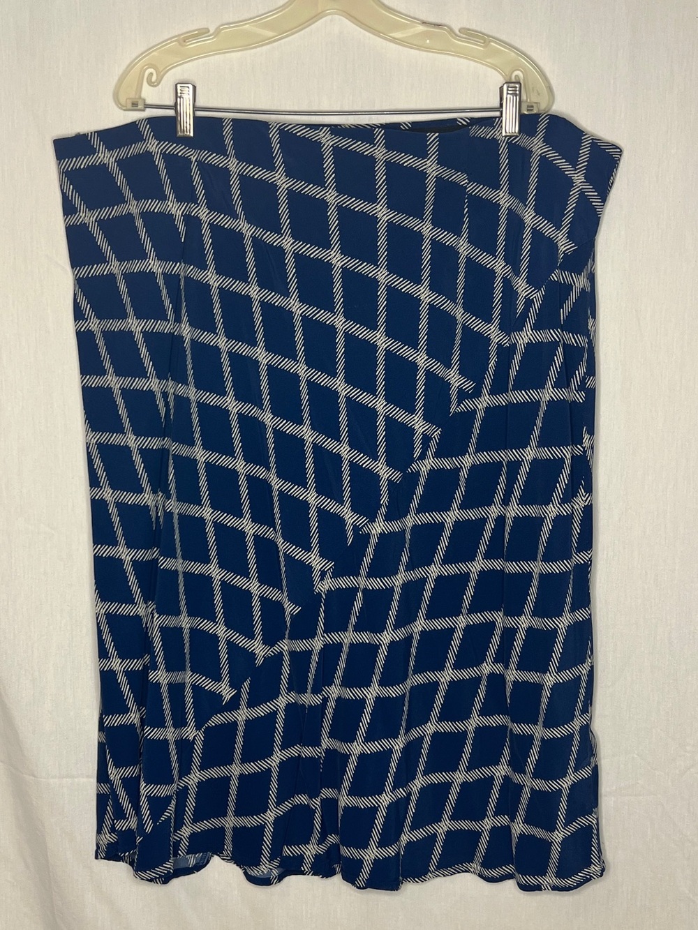 Ava & Viv Navy Blue Windowpane column midi Skirt